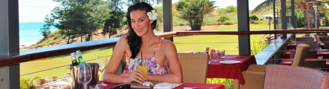Photo shoot for Megan Gale's new swimwear label, Isola at Cable Beach Club